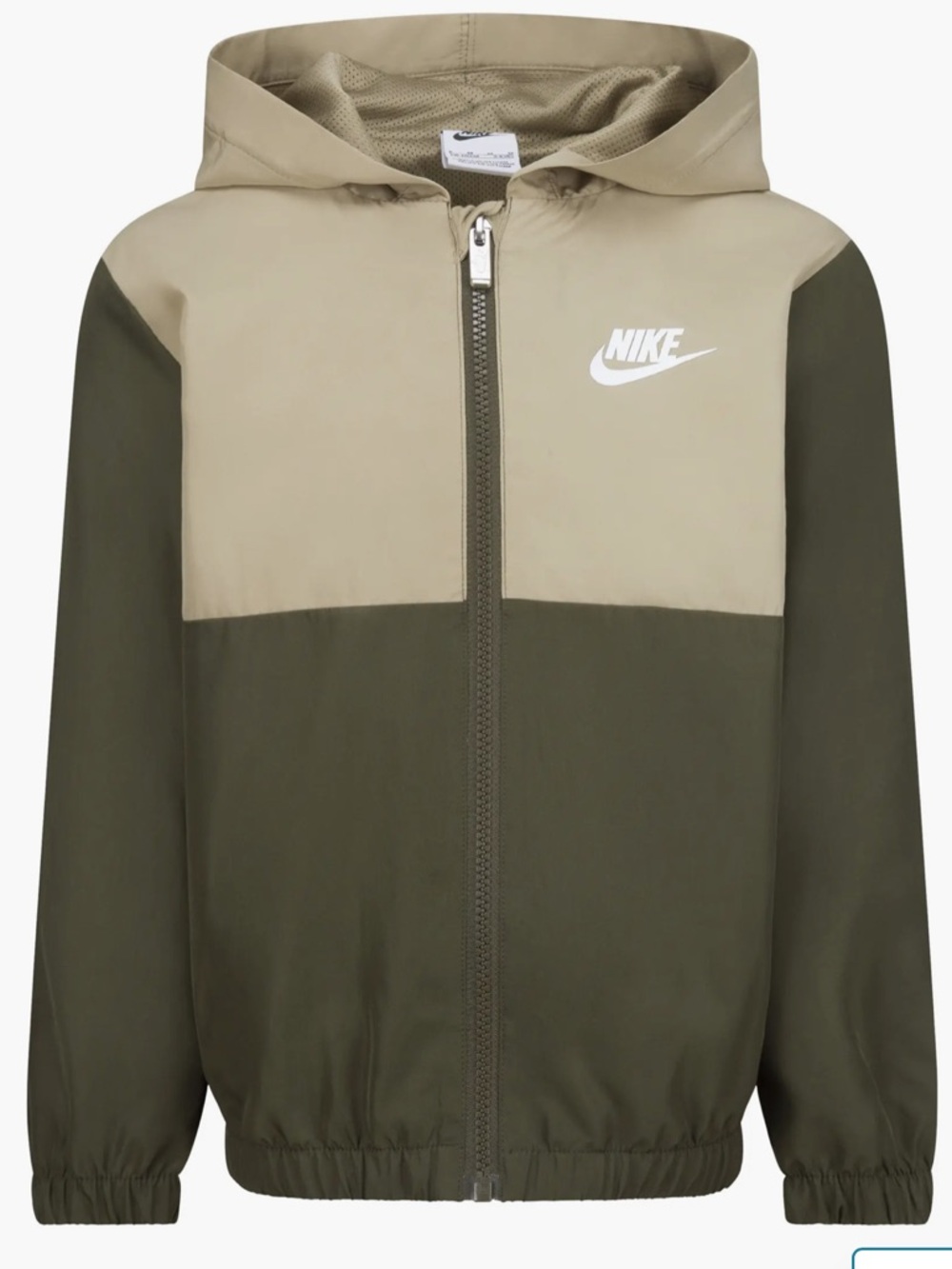 Nike Color-Block Hooded Zip Jacket in Olive Green and Tan